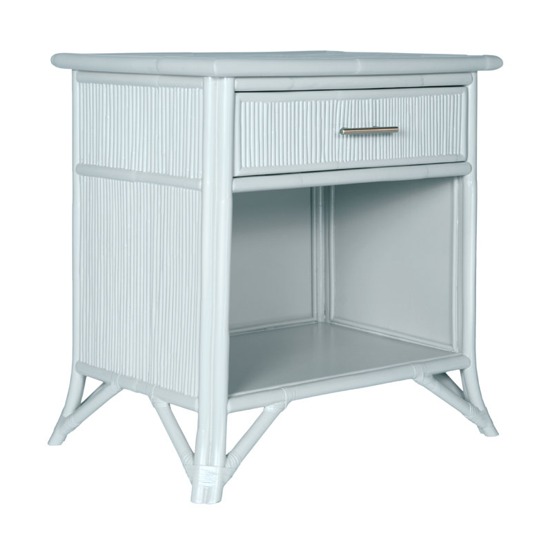 1 - Drawer Rattan Nightstand, Light Blue