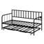 Lit de jour simple avec lit gigogne, structure de lit en métal pour chambre d'amis, peu encombrant, éléments classiques de style moderne, support robuste, rangement inférieur, assemblage facile, construction facile
