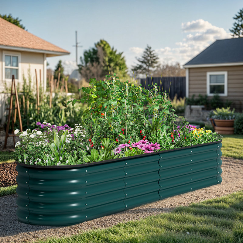 Metal Raised Garden Bed,240x61x43cm, Green