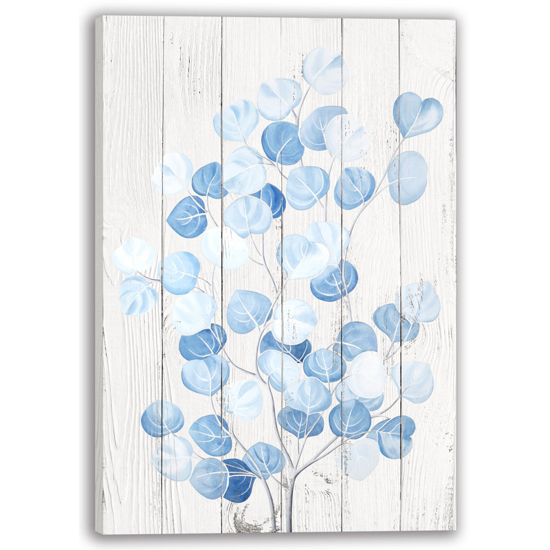 Eucalyptus, feuilles bleues, aquarelle, art mural, H 20 po x l 20 po