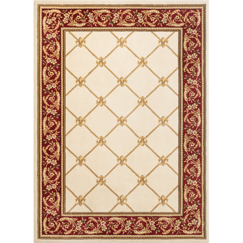 Edna Ivory Transitional Trellis Formal Area Rug, Rectangle 5'3" x 7'3"