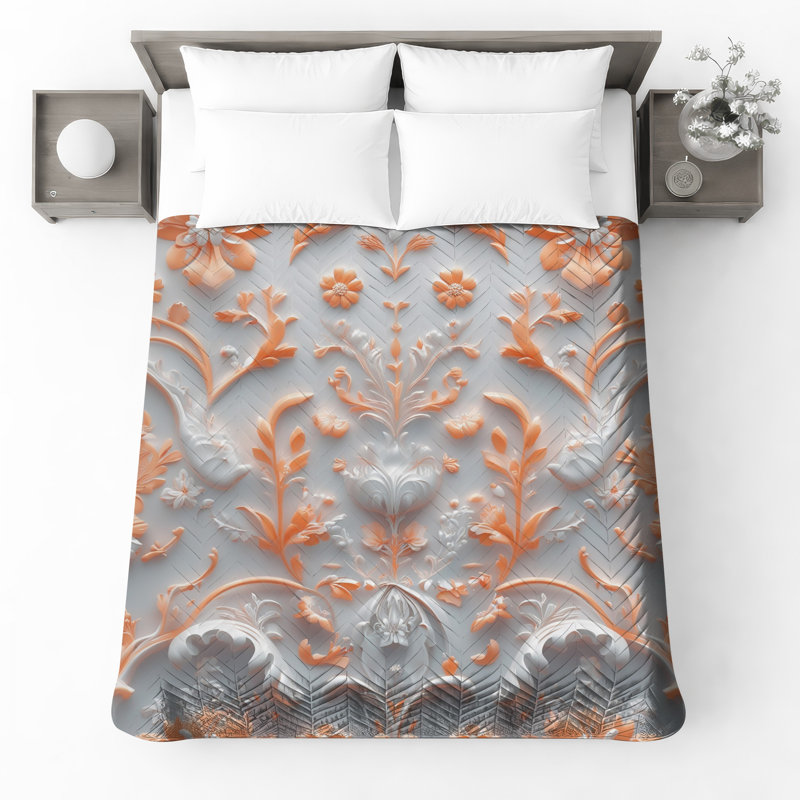 Couvre-lit matelassé à motif floral Ornate, Grand lit