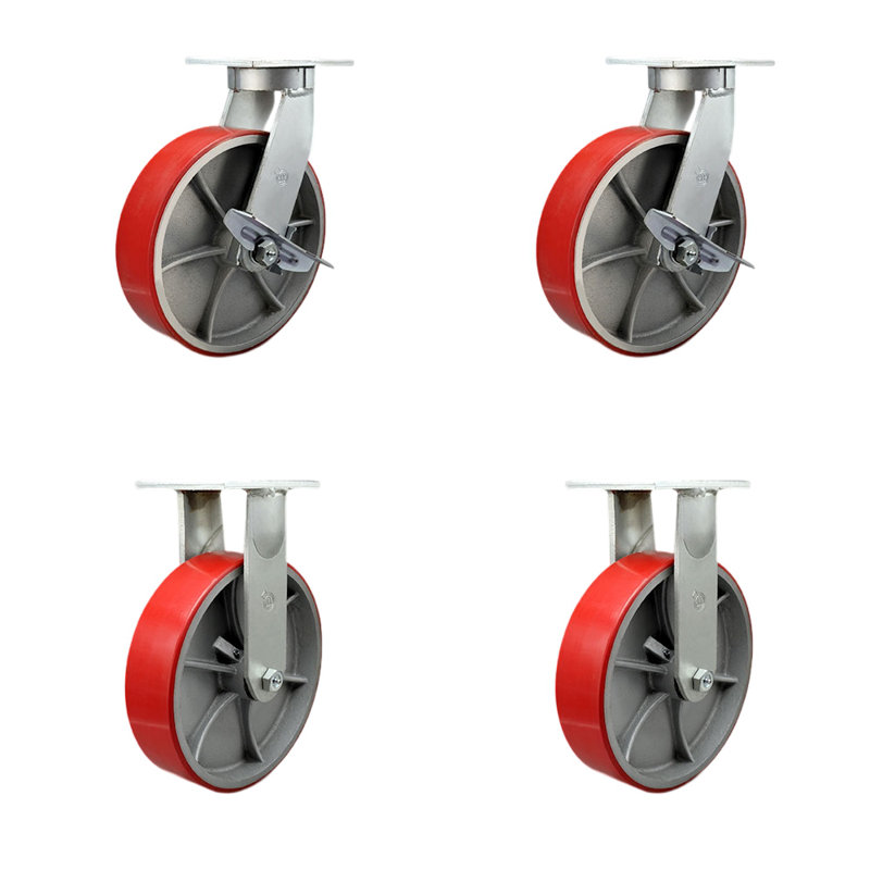 Ensemble de roulettes 4 pièces en poly sur métal robuste, Vert