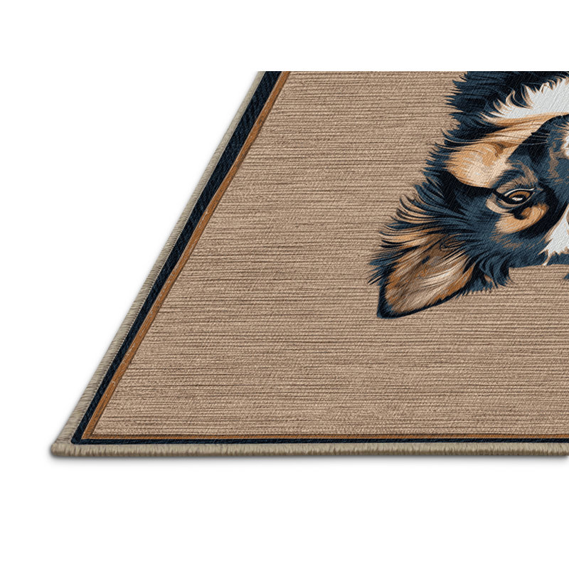 Washable Miniature American Shepherd Dogs Area Rug, Round 7'