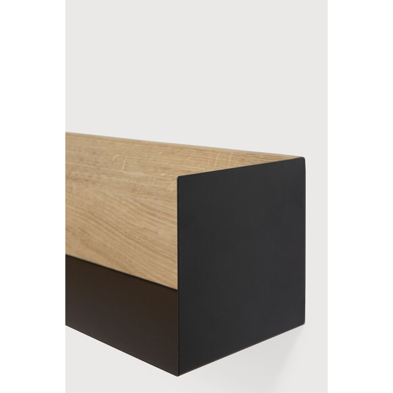 U Oak Solid Wood Accent Shelf, 5.9" H x 27.6" W x 5.9" D, White
