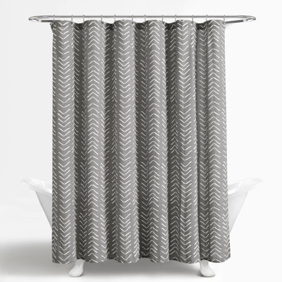 Cotton Blend Chevron / Zig Zag Shower Curtain