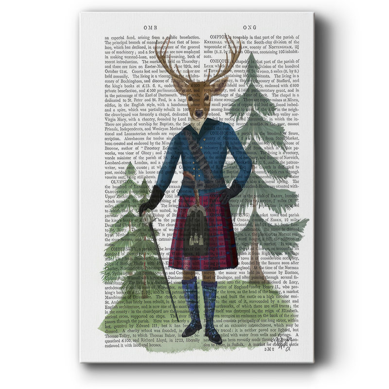 «Scottish Deer Laird Tam OShunter», reproduction d'art sur toile tendue, H 12 po x l 8 po x P 1,5 po