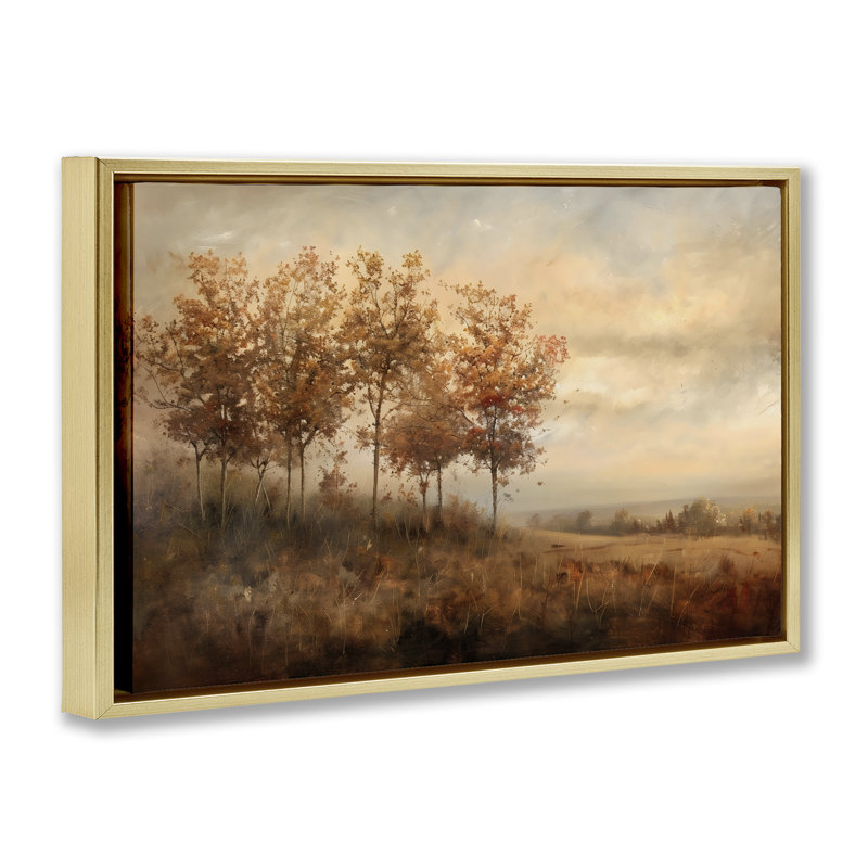 Cadre flottant Vast Autumn Landscape, design par Creative Studio, H 17 po x l 25 po, Cadre flottant métallique doré