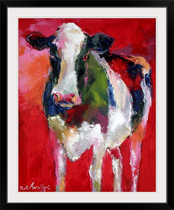« Cow », reproduction, H 23 po x l 20 po x P 1 po, Cadre noir