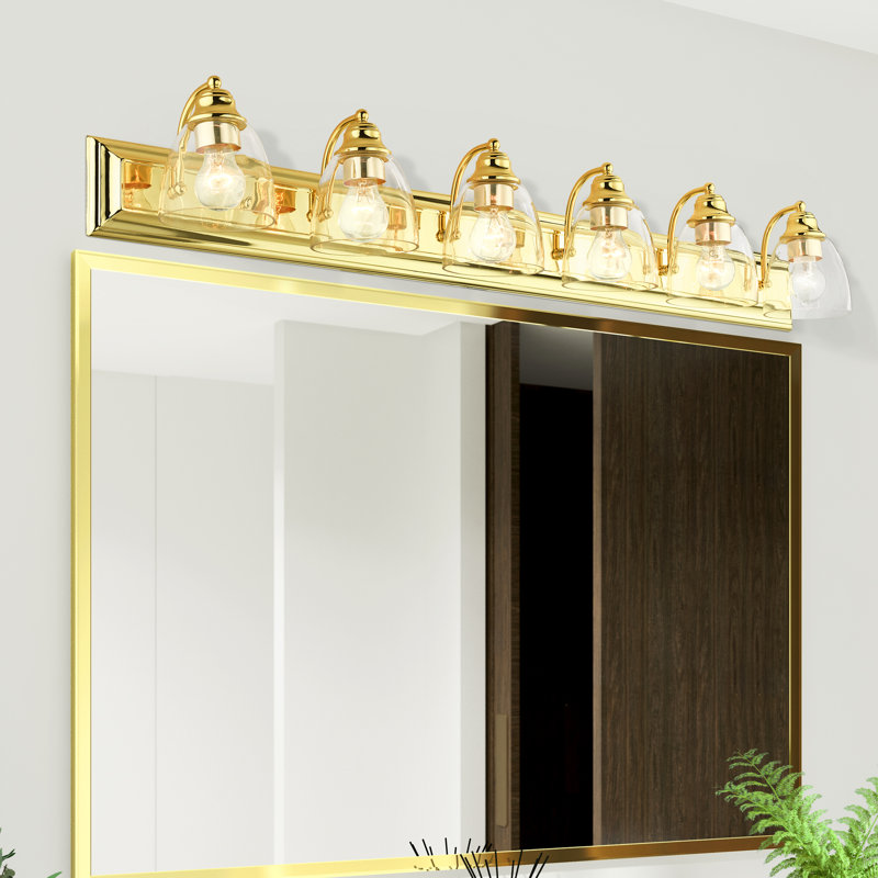 Éclairage pour meuble-lavabo à intensité variable 6 lumières Shubhika, Laiton poli