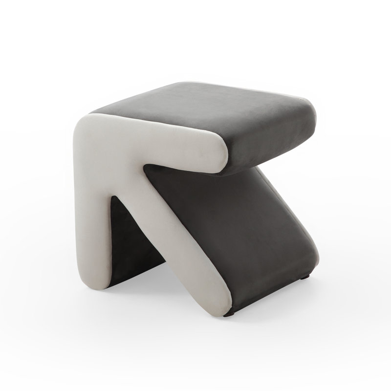 Tabouret d'appoint en bois massif et manufacturé, Gris / Beige