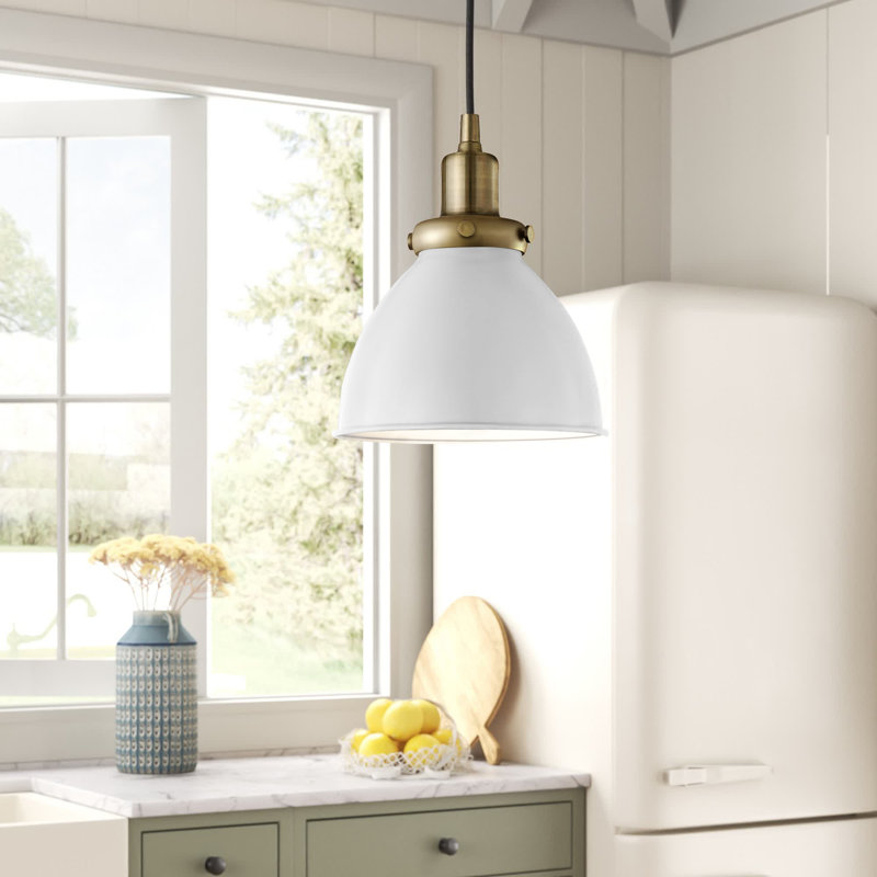 Madison 1 - Light Single Pendant, White/Brass
