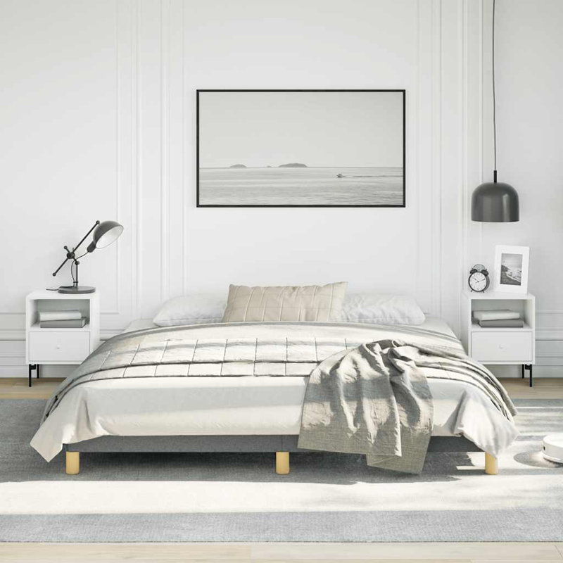 Dabira Bed Frame, Fabric Upholstered Platform Bed Frame, No Mattress, Twin, Dark Gray