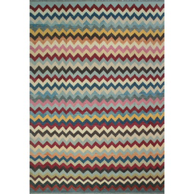 Tapis décoratif de laine noué à la main rouge/bleu de conception unique 10 pi 3 po x 13 pi 10 po Reta