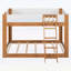 Lit simple superposé simple, convertible en bois avec échelle réversible et garde-corps de sécurité, noyer et blanc-1381297446