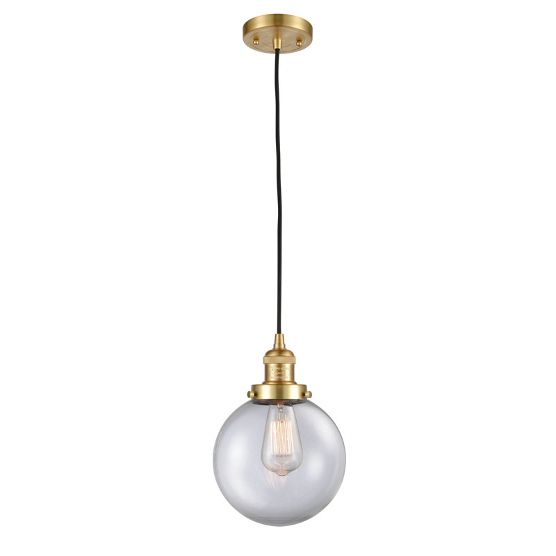 Luminaire suspendu sphère 1 lumière Clementina, Transparent, Ampoule non incluse, Or satiné