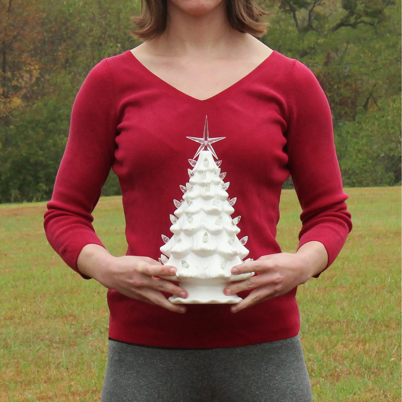 Ceramic Christmas Tree That Lights Up-Inspired Vintage Christmas Tree-Indoor Christmas Decorations, White