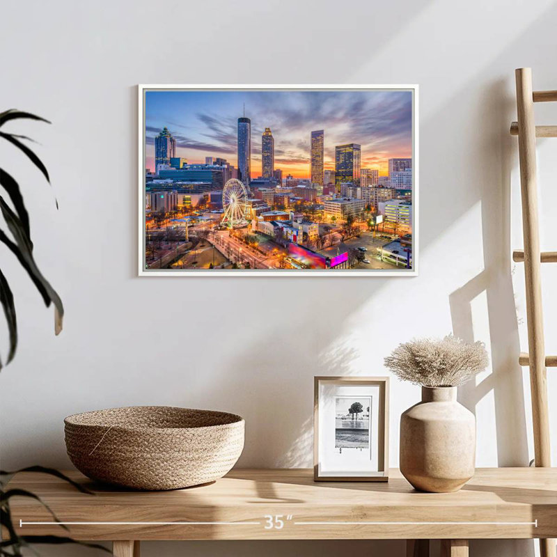 Atlanta Twilight Sky, Cadre flottant blanc, 19 po x 13 po