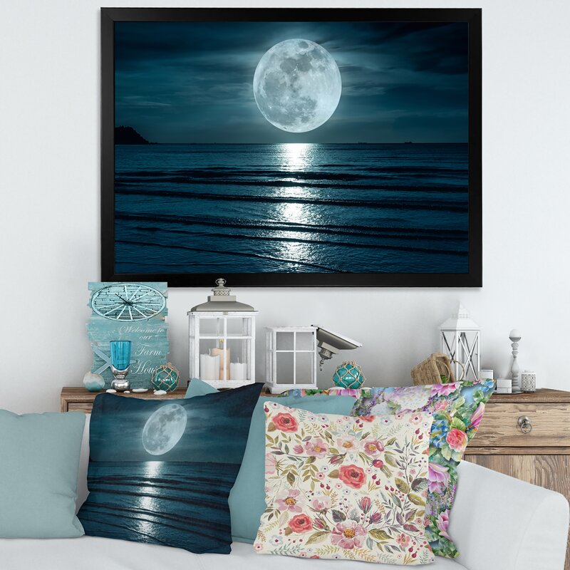 Super Moon Over The Sea I On Canvas Photograph