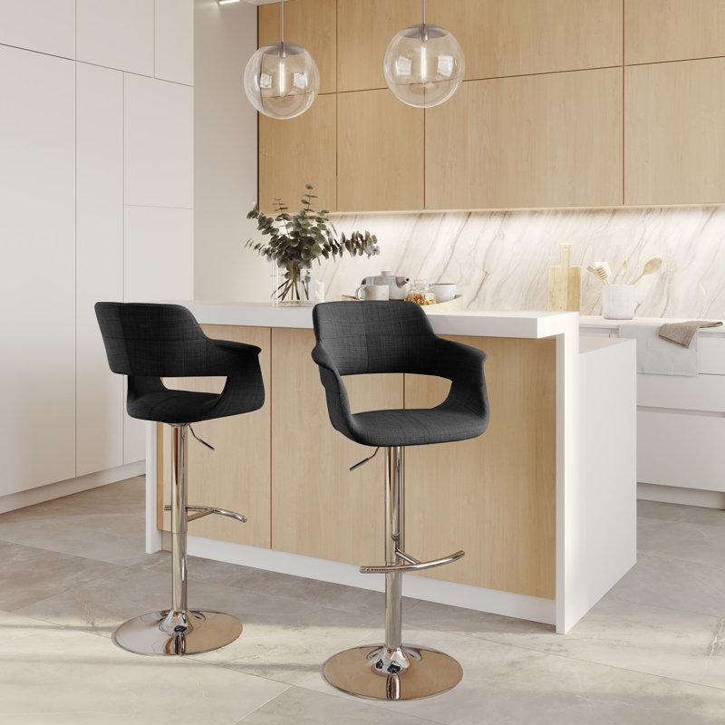 Tabouret de bar Arabelle, Chrome chrome, Gris anthracite