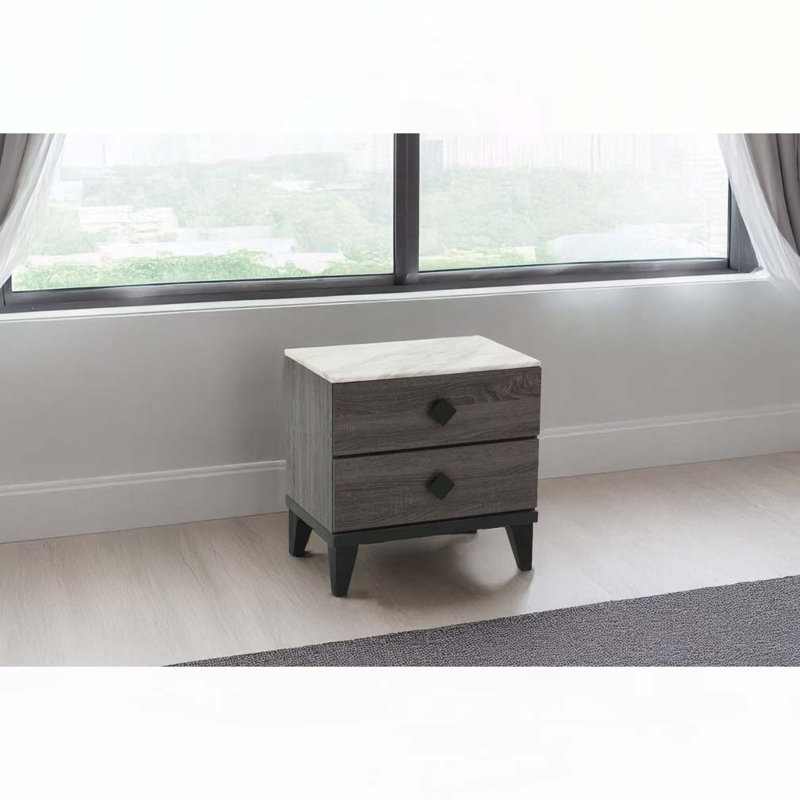 Nightstand with Storage Drawer, Dark Gray