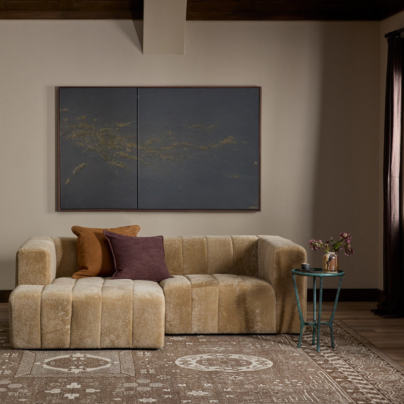 Curteria Upholstered Genuine Fur L-Shaped Sofa & Chaise, 28.5" H x 90" W x 68" D, Right Hand Facing