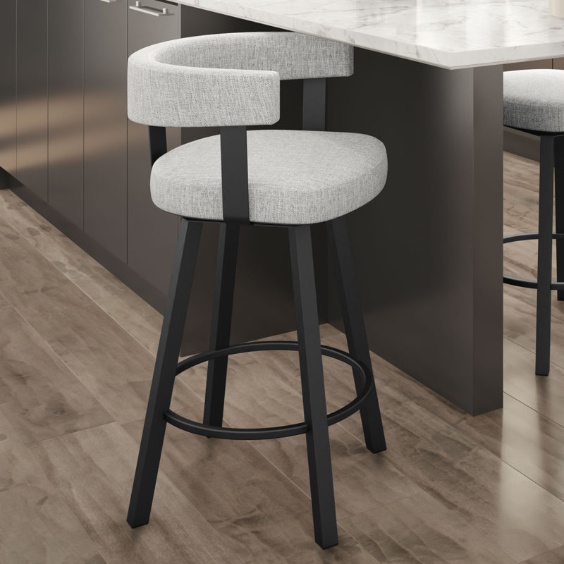 Tabouret de bar et de comptoir pivotant Siya, Noir texturé, Tabouret de comptoir (assise de 26 po de hauteur)