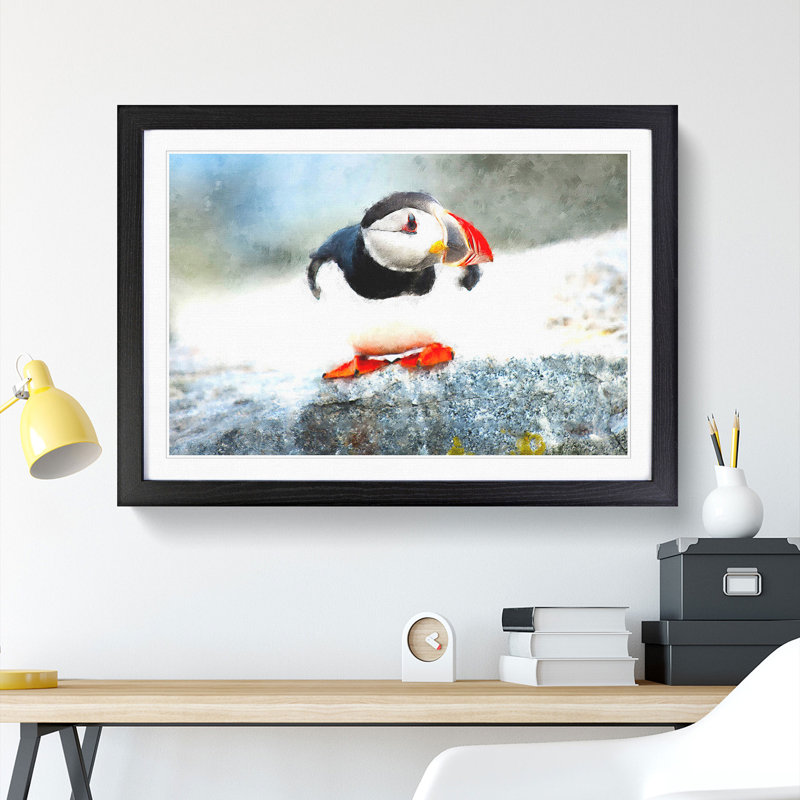 Atlantic Puffin - Picture Frame Painting Print, Black Framed, 33cm H x 45cm W x 2cm D