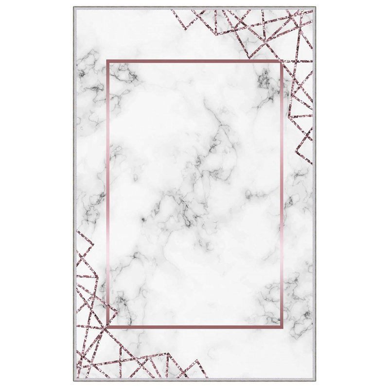 Tapis tissé antibactérien (2,6 x 4,0 pi), 100% polyester, d'une hauteur de poils de 0,3 po | Impression numérique 3D antidérapante à pois en PVC | Lavable à la machine, facile d'entretien pour le salon, la chambre à coucher et le bureau