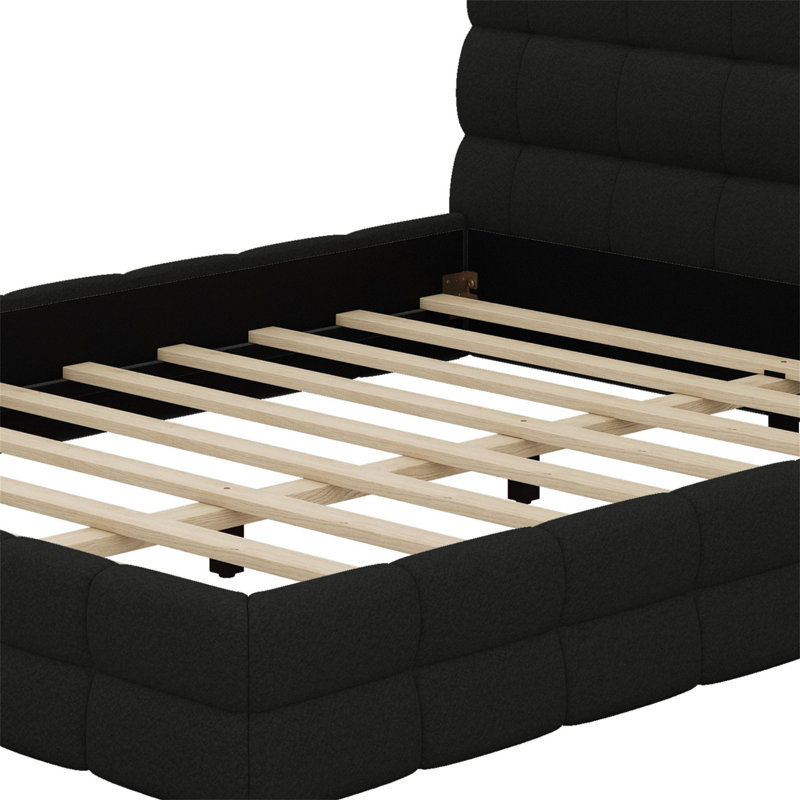 Lit plateforme tapissier, Noir / Noir