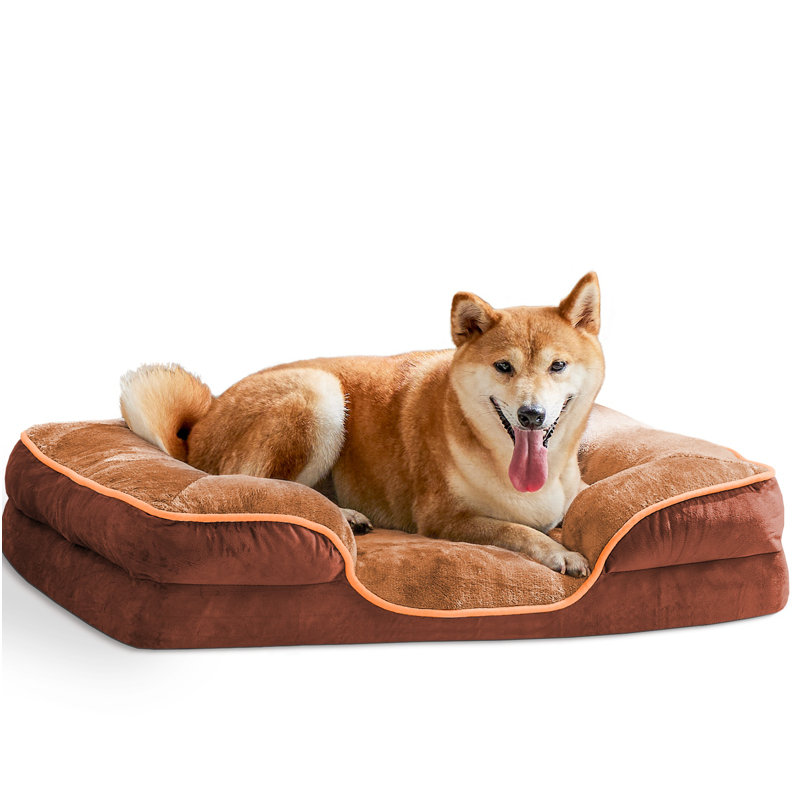 Memory Foam pet bed,washable removable with non-slip base Waterproof liner egg crate, 18" W x 24" L