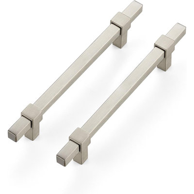 Ensemble de 5 poignées d'armoire - poignées d'armoire en acier inoxydable pour la cuisine et la salle de bain, poignées de tiroir carrées modernes, quincaillerie durable et résistante à la rouille