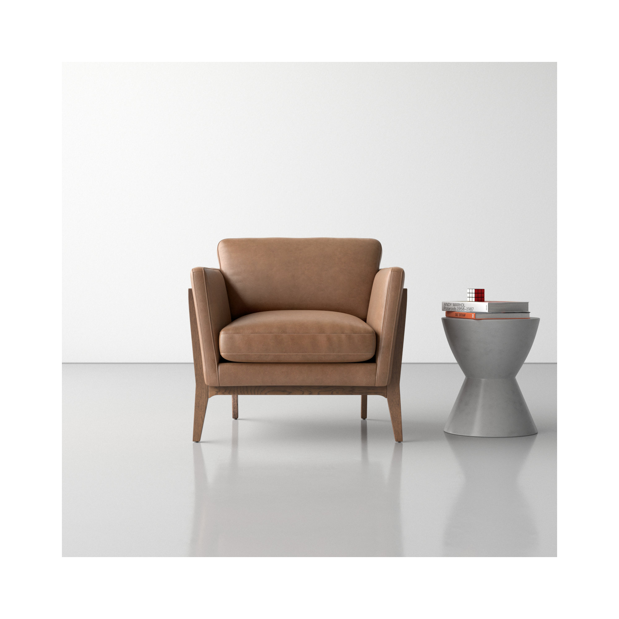 Kenia Upholstered Armchair, Distressed Natural, Palermo Drift Top Grain Leather