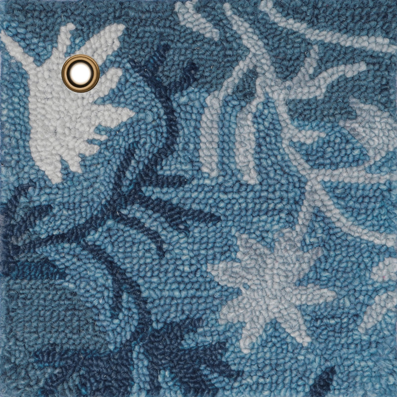 Florals Garden Damask Hand-Tufted Wool Floral Blue/White Area Rug, Rectangle 2' x 3'
