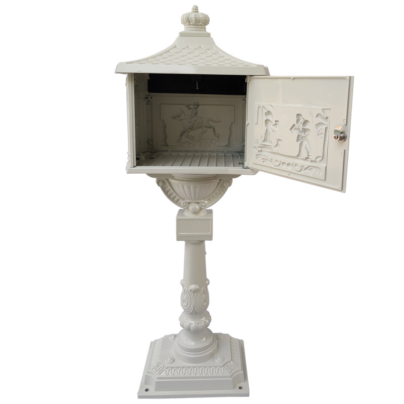 Aluminum Post Mounted Mailbox, White