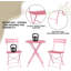 Ensemble bistro 3 pièces, table et chaises avec cadre en acier, meubles de patio peu encombrants, rose-1403633994