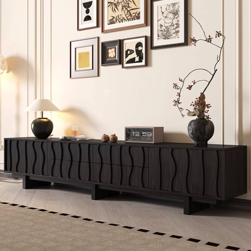 Retro Black Manufactured Wood TV Stands, 94.49, Noir