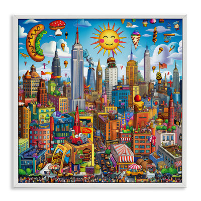 Fun Zany Cityscape Framed Giclee Art by Ray Powers