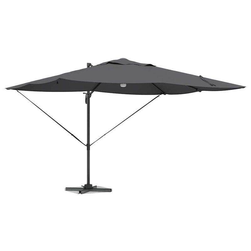 Roma Parasol with LED Strip Lights Aluminium and Polyester Garden Shade, 265cm H x 251cm W x 251cm D, Anthracite