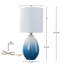 19 po Lampe de table en céramique dégradée bleue avec abat-jour en lin blanc et col en nickel brossé-1956314885