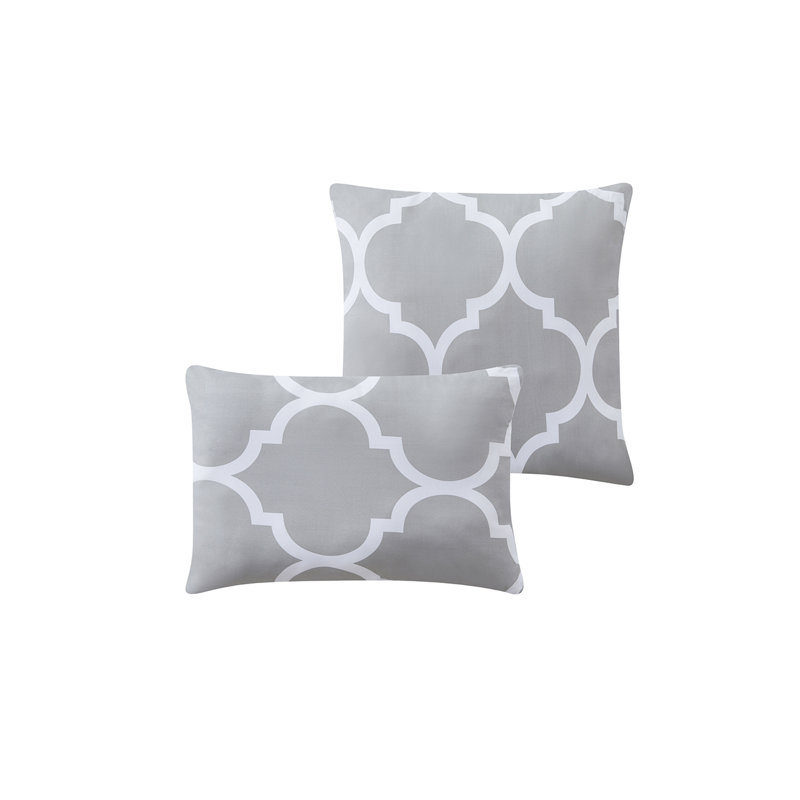 Kathy Ireland 6 Piece Oversized Trellis Comforter Set, King Comforter + 2 King Shams, Silver