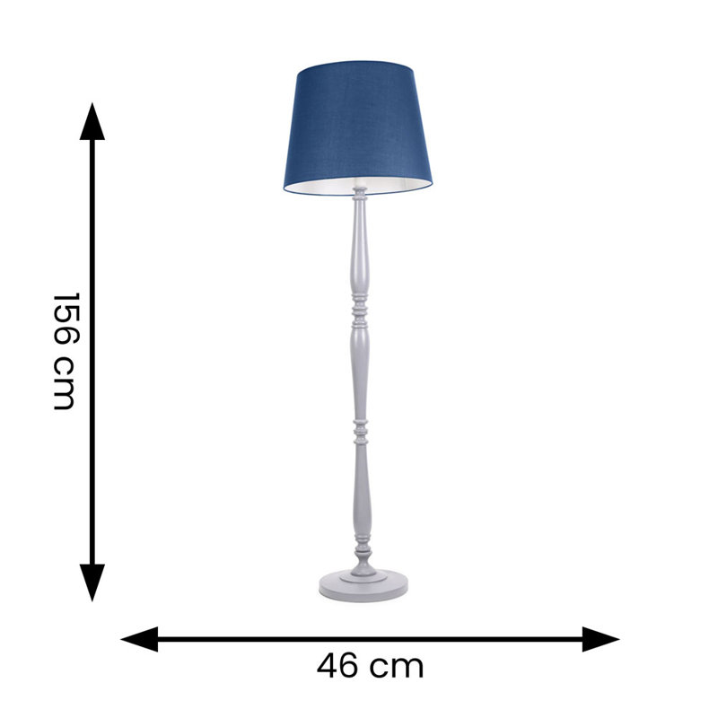 Arialdo 156cm Traditional Floor Lamp, Navy Blue, Matte Grey