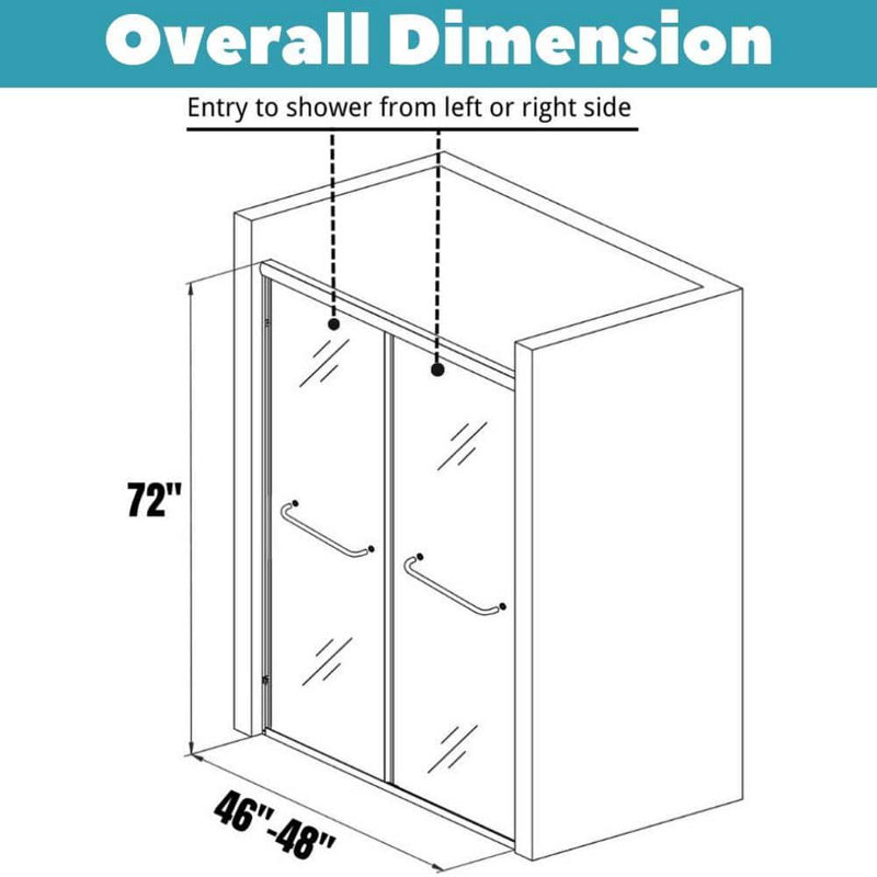 34''-35.5'' Black Aluminum Frameless Bi-Fold Shower Door