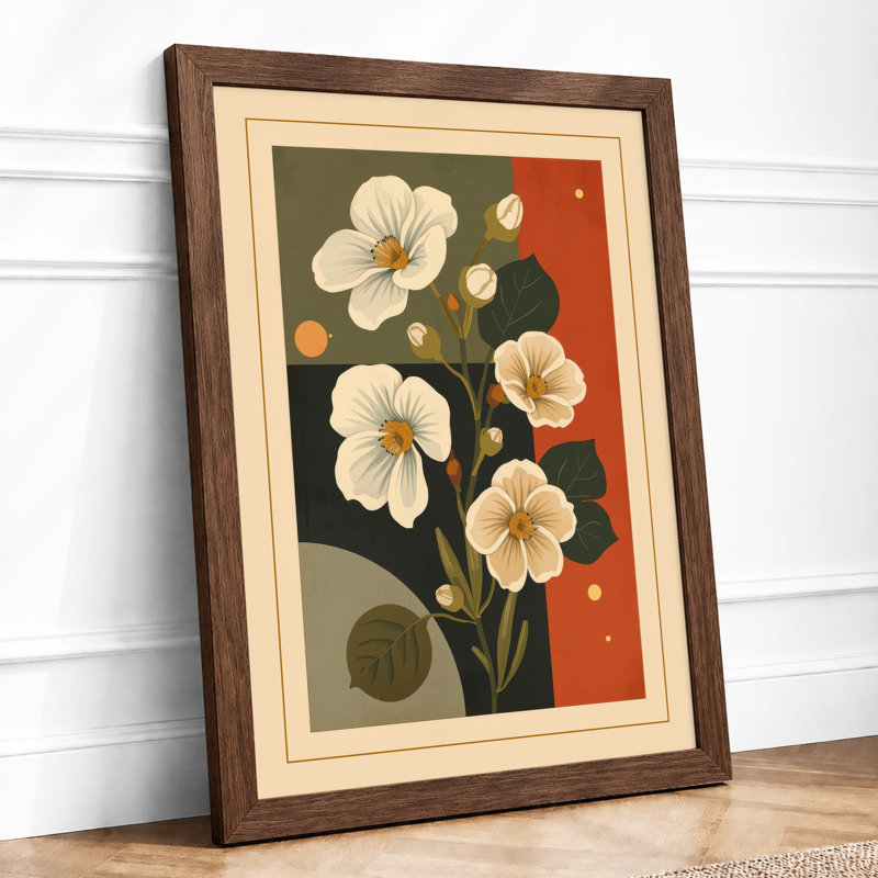 Study in Terracotta Botanical - Framed Print, A4 - 29.7 x 21.0 cm, Walnut