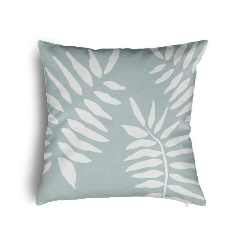 Coussin Beach, H 20 po x l 20 po, Motif floral turquoise