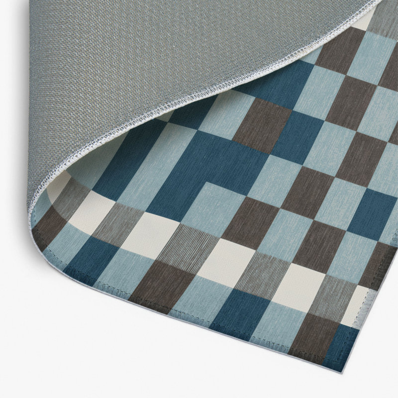 Tapis d'intérieur et d'extérieur à carreaux gris, Rectangulaire 2 pi x 3 pi