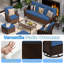 Ensemble de conversation d'extérieur en osier 7 pièces avec chaises pivotantes et repose-pieds, ensemble de mobilier de patio avec coussins, table basse et table d'appoint-618793839