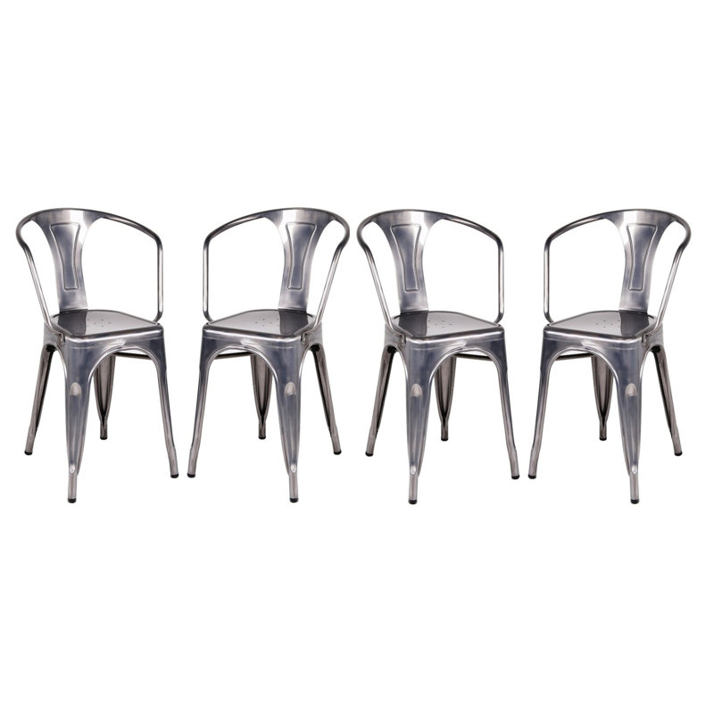 Chaise avec accoudoirs empilable Doering, Bronze industriel