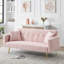 Lit en polaire rose de 182 cm (71,7 pouces) pour salon, 2 places, construction robuste avec cadre en bois massif, pieds en métal, deux coussins inclus, fonction assise et table basse, design moderne, jeté de canapé inclus