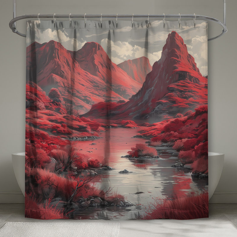 Rideaux de douche Red Mountain Landscape, L 70 po x H 84 po